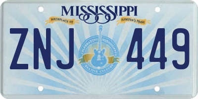 MS license plate ZNJ449