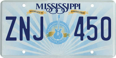 MS license plate ZNJ450