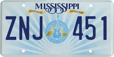 MS license plate ZNJ451