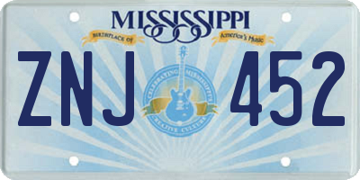 MS license plate ZNJ452