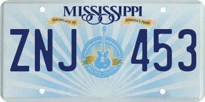 MS license plate ZNJ453