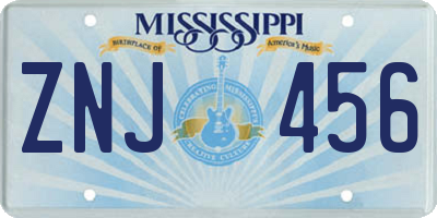 MS license plate ZNJ456