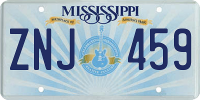 MS license plate ZNJ459