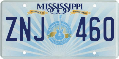 MS license plate ZNJ460