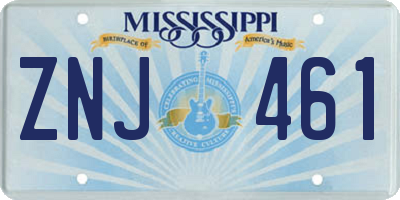 MS license plate ZNJ461