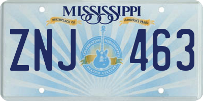 MS license plate ZNJ463