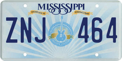 MS license plate ZNJ464