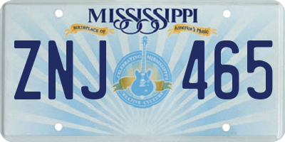 MS license plate ZNJ465