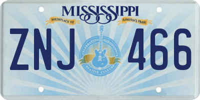 MS license plate ZNJ466