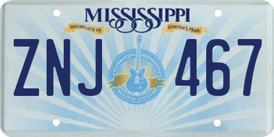 MS license plate ZNJ467