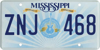 MS license plate ZNJ468