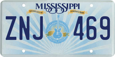 MS license plate ZNJ469