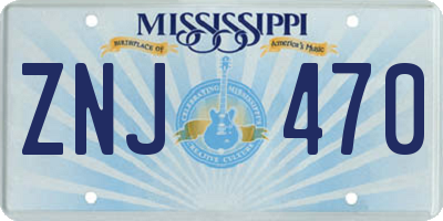 MS license plate ZNJ470