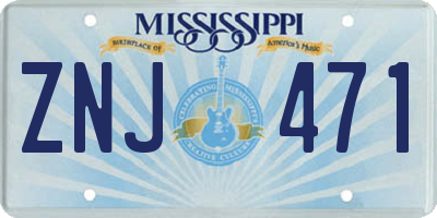 MS license plate ZNJ471