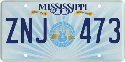 MS license plate ZNJ473