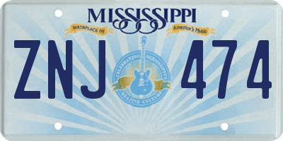 MS license plate ZNJ474