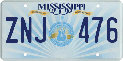 MS license plate ZNJ476