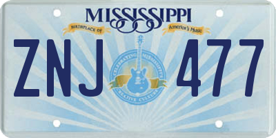 MS license plate ZNJ477