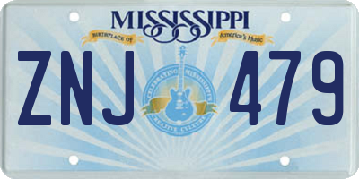 MS license plate ZNJ479