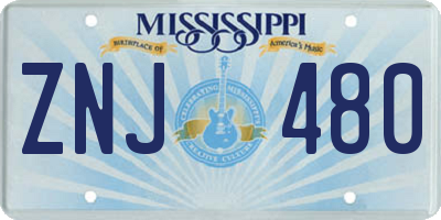 MS license plate ZNJ480
