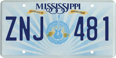 MS license plate ZNJ481