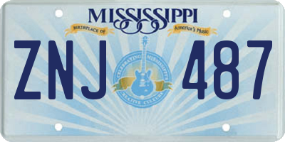 MS license plate ZNJ487