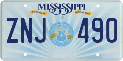 MS license plate ZNJ490