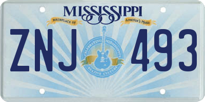 MS license plate ZNJ493
