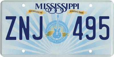 MS license plate ZNJ495