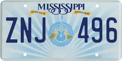 MS license plate ZNJ496