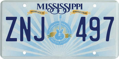MS license plate ZNJ497