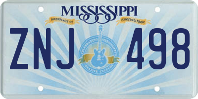 MS license plate ZNJ498
