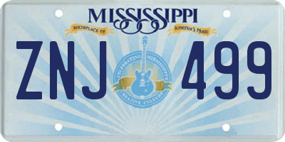 MS license plate ZNJ499