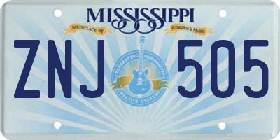 MS license plate ZNJ505