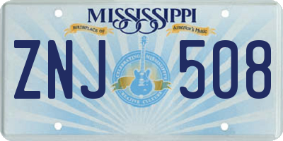 MS license plate ZNJ508
