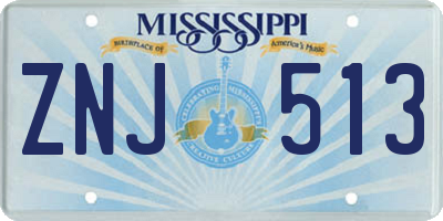 MS license plate ZNJ513