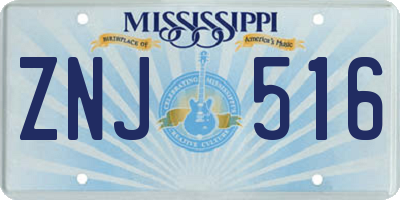 MS license plate ZNJ516