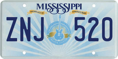 MS license plate ZNJ520