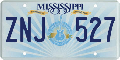MS license plate ZNJ527