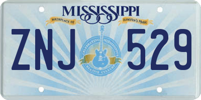 MS license plate ZNJ529