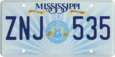 MS license plate ZNJ535