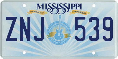 MS license plate ZNJ539