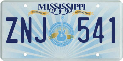 MS license plate ZNJ541