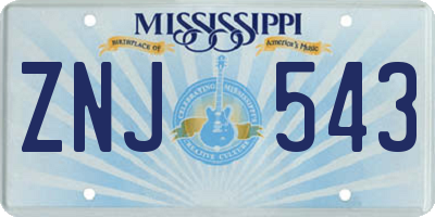 MS license plate ZNJ543