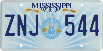 MS license plate ZNJ544