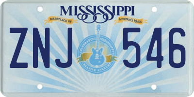 MS license plate ZNJ546