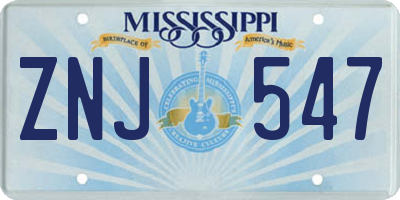 MS license plate ZNJ547