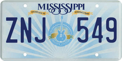 MS license plate ZNJ549