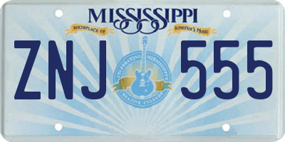 MS license plate ZNJ555