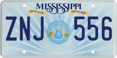 MS license plate ZNJ556